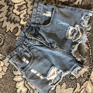 Ripped jean shorts